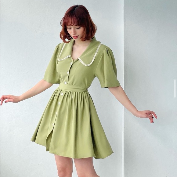 Green retro dress - Picture 1 of 3